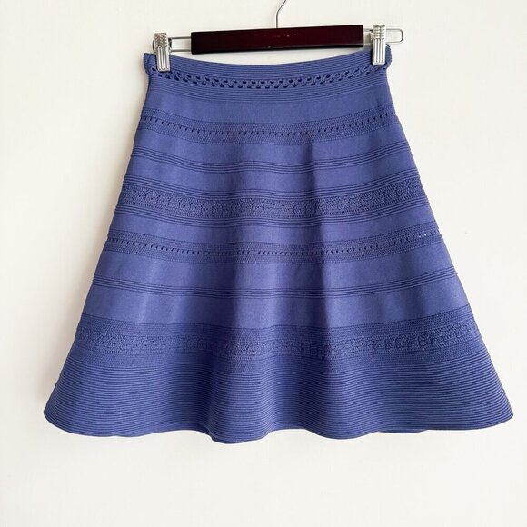 Sandro Blue Knit Crochet Detail Mini Skirt S - Picture 2 of 10